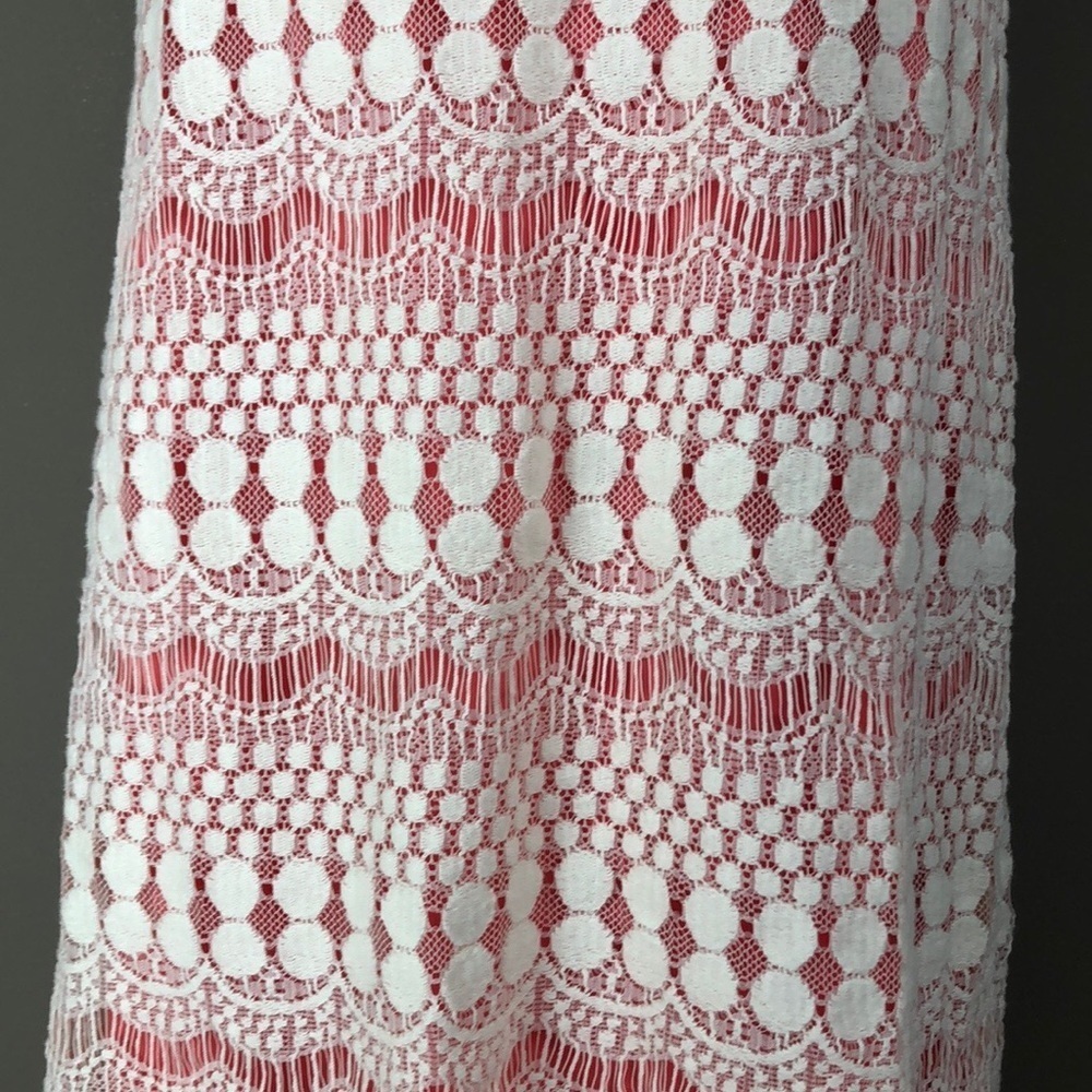 Eliza J Pinkish Orange Lace Overlay Shift Dress 6 - Picture 4 of 11